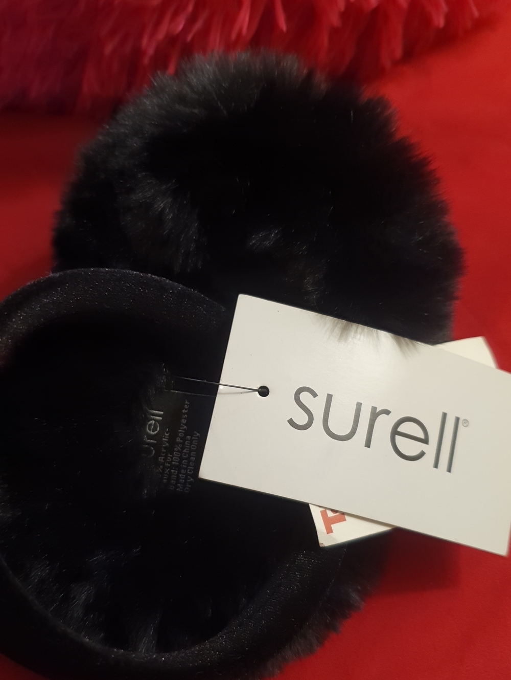 Surell Black Faux Fur Ear Warmers